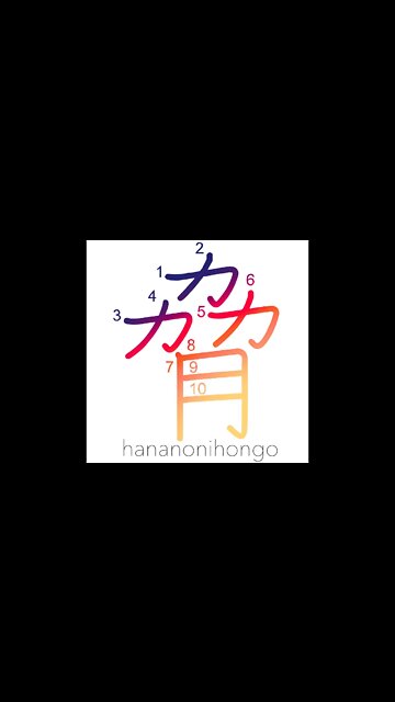 脅 - threaten/coerce/intimidate - Learn how to write Japanese Kanji 脅 - hananonihongo.com