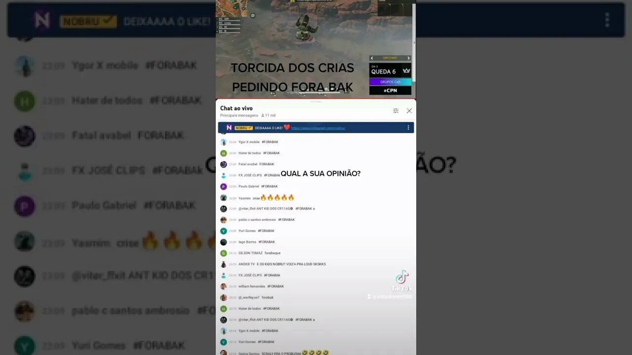 TORCIDA DO FLUXO SOBE #FORABAK NO CHAT DA CPN. #bak #fluxo #freefire #nfa #loudgg #copanobru