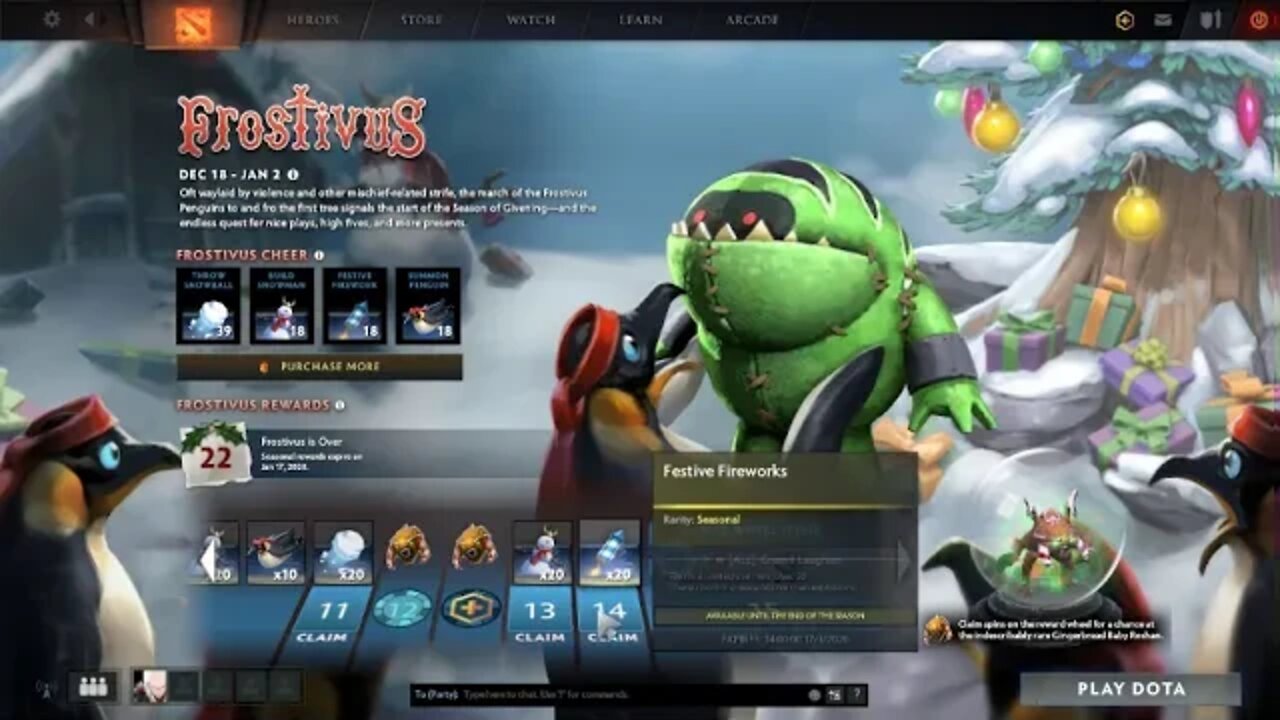 Dota 2 Frostivus 2019 I reached lv20 and claim all Free reward!!!