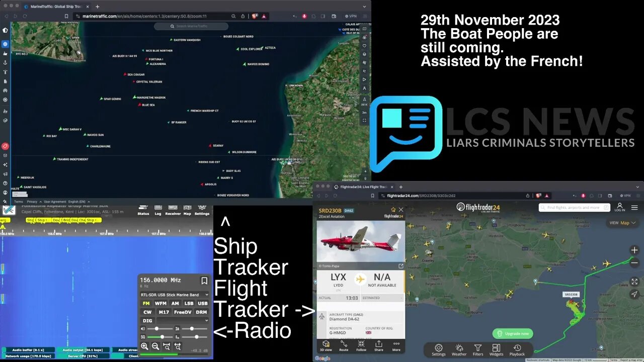 Migrant Boat Crossing English Channel Assisted by the French 29 11 2023 @ 17:30Hrs