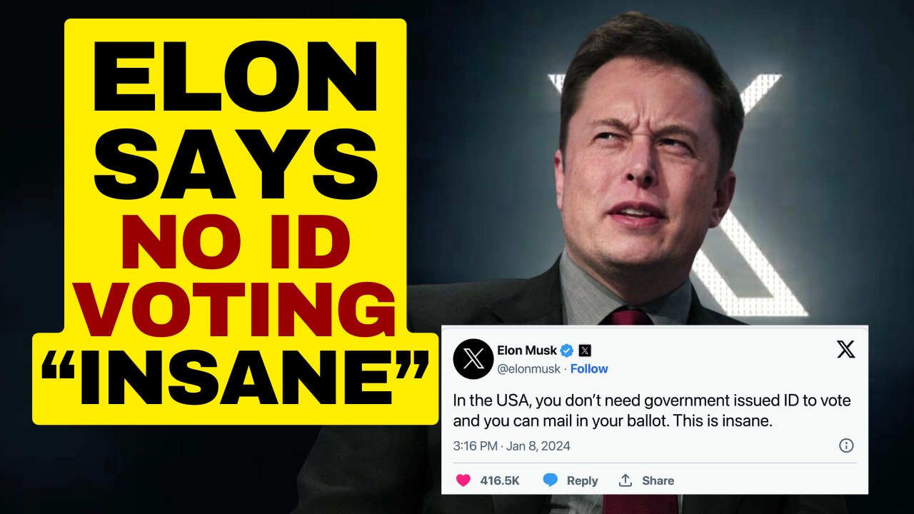 ELON MUSK Says No ID Voting Is Insane #elonmusk