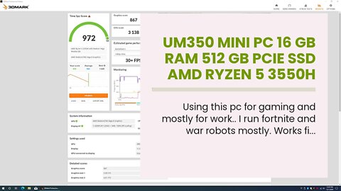 UM350 Mini PC 16 GB RAM 512 GB PCIe SSD AMD Ryzen 5 3550H Mini Computers with Windows 10, Win11...