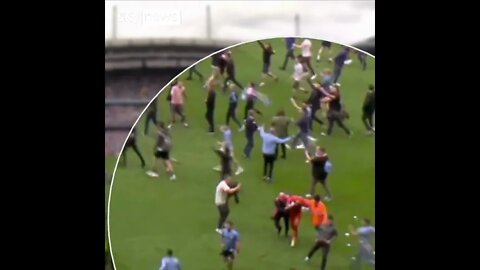 Aston Villa goalkeeper ASSULTED during pitch invasion Manchester city win