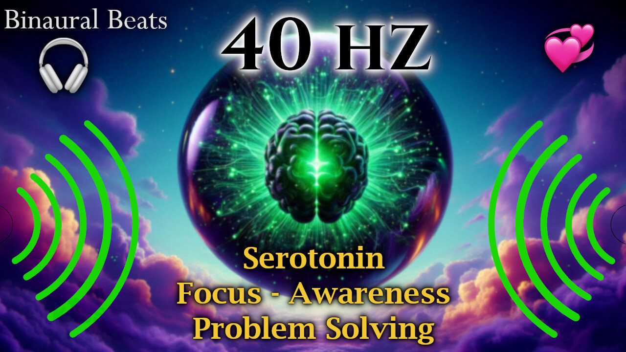 🔊 40 Hz Gamma Binaural - Problem Solving, Focus, Awareness, Serotonin🔮 Perfect Fifth 🪷🎼 DARK SCREEN