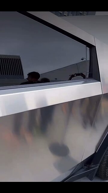 The new Tesla Cybertruck electric car presented to the general public