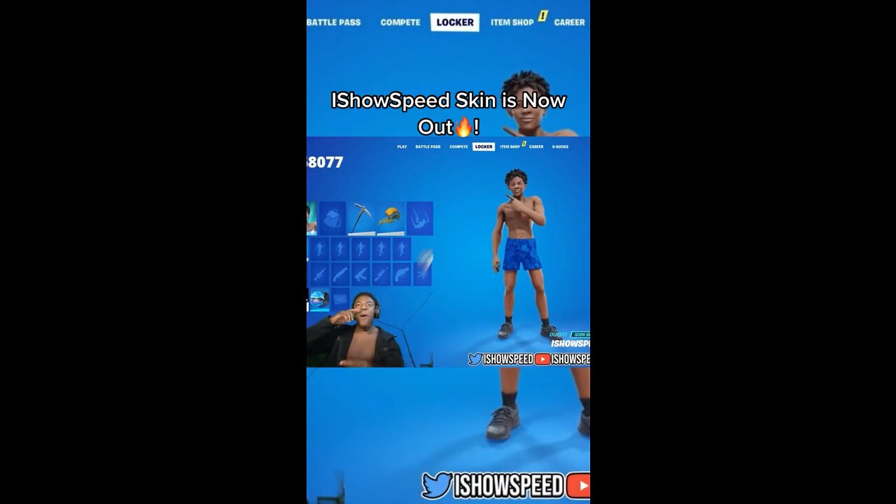 Fornite x ISHOWSPEED COLLAB🔥🚀,in the item shop right now? *