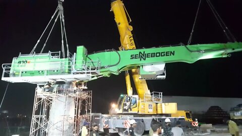 Crane 😯😯 SENEBOGEN Tower crane assembly with overview of how climbing system works.