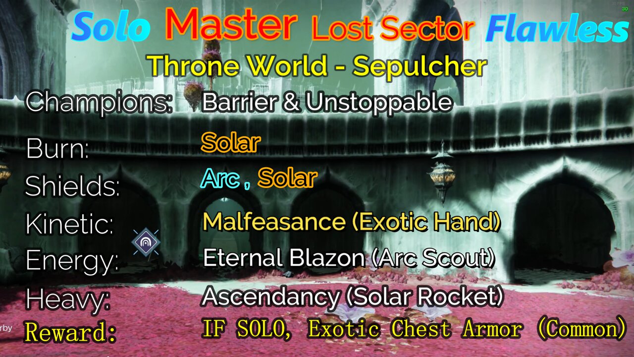 Destiny 2 Master Lost Sector: Throne World - Sepulcher Solo-Flawless 4-27-22