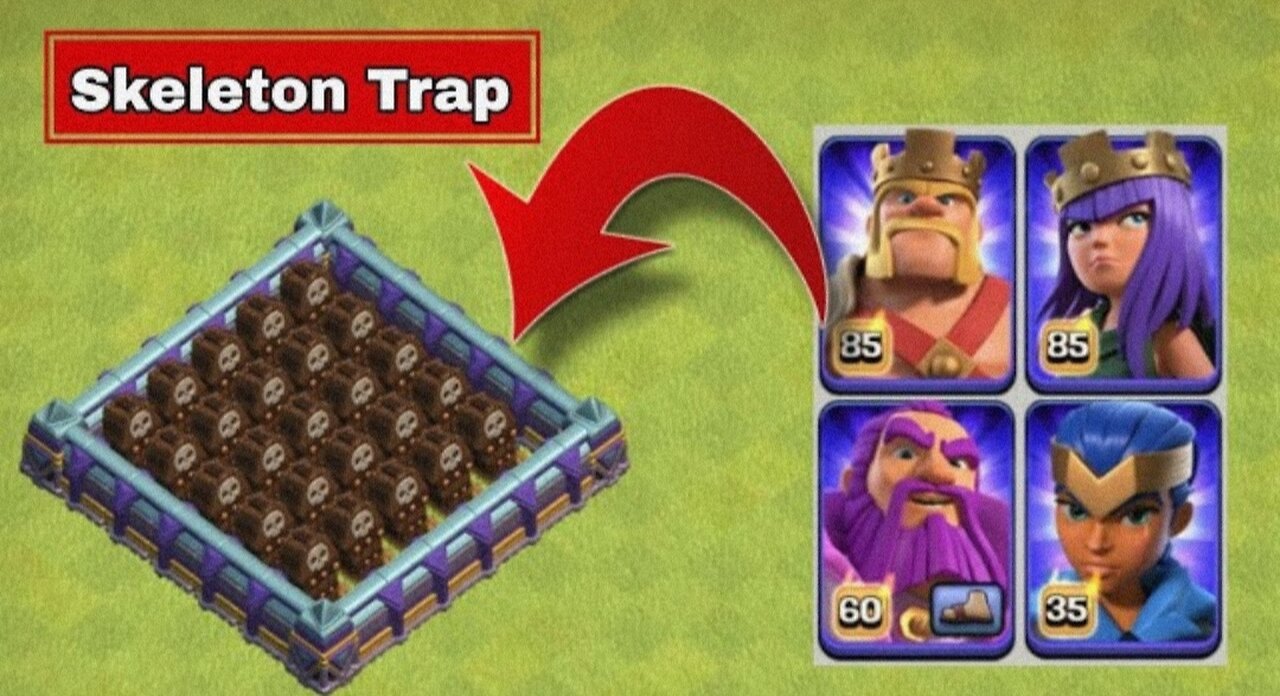 Skeleton Trap vs All Max Troops