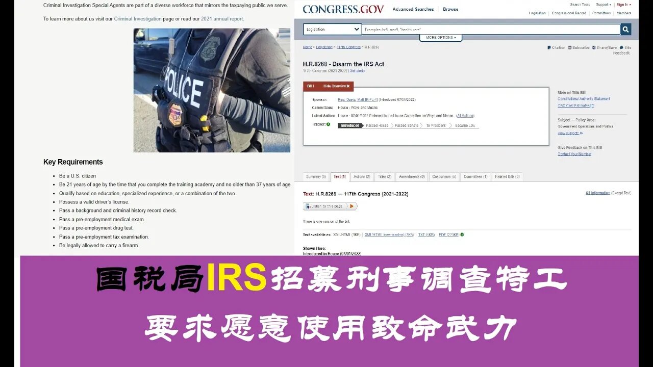 国税局IRS招募87000名刑事调查特工，要求愿意持枪使用致命武力 - 20220811