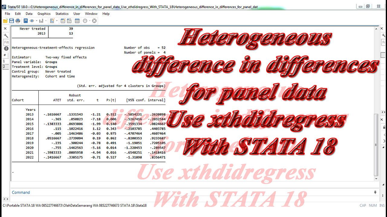 Heterogeneous difference in differences for panel data Use xthdidregress With STATA 18