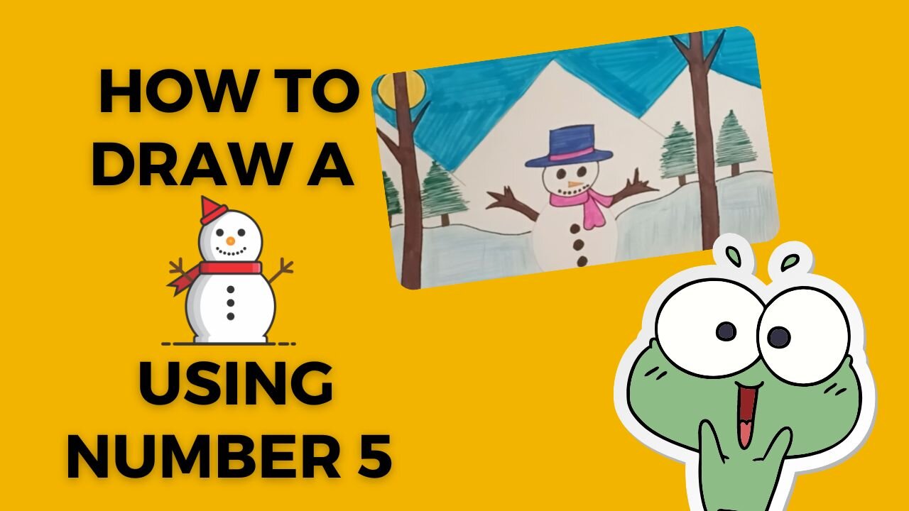 How to Draw With Number 5 | Drawing From Number 5 | How to Draw a Snowman from Number 5|Easy Snowman