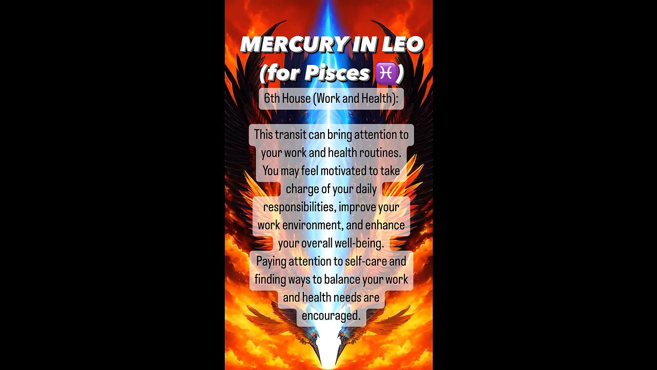 MERCURY in LEO for PISCES ♓️ (6th house) #pisces #health #dailyroutines #astrology #tarotary