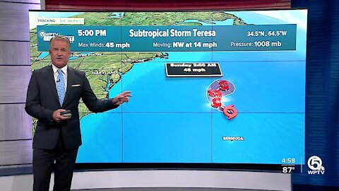 Subtropical Storm Teresa forms north of Bermuda