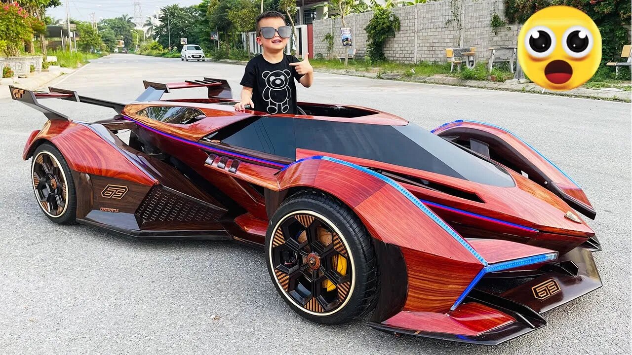 Dad Builds A Future Lamborghini Wooden For His Son ( No Music )