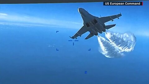Video shows Russian jet dumping fuel on U.S. drone