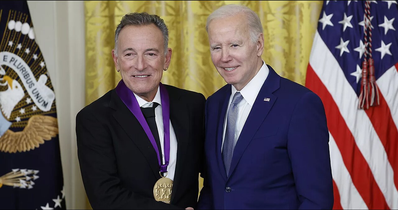 Joe Biden presents National Medal of Arts to Bruce Springsteen.