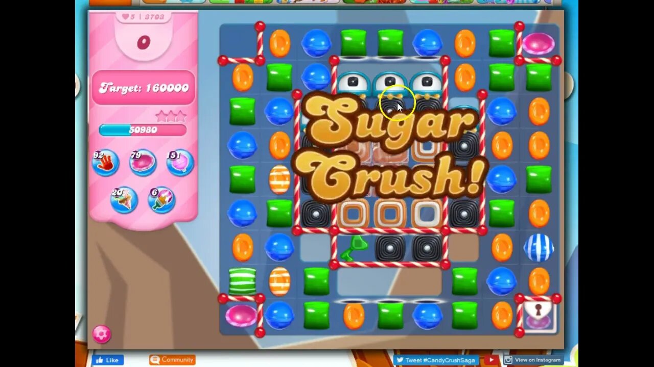 Candy Crush Level 3703 Talkthrough, 15 Moves 0 Boosters