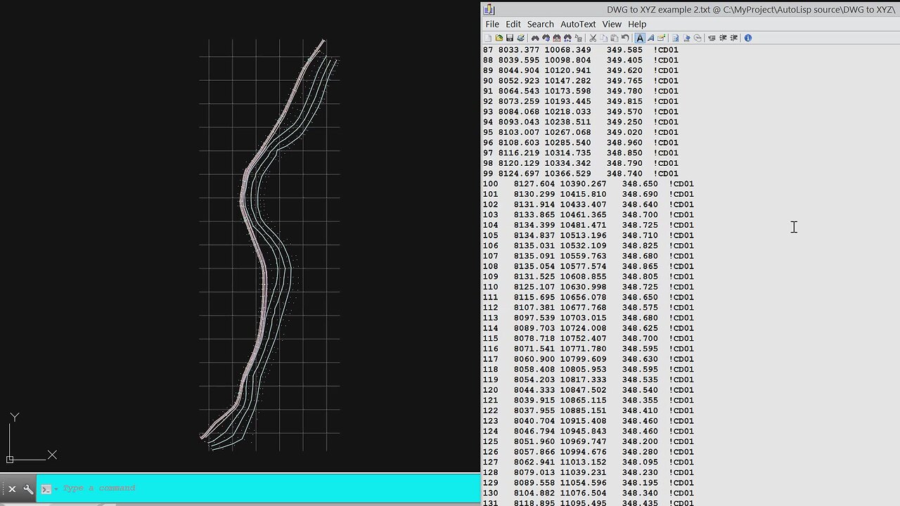 DWG to XYZ AutoLisp program