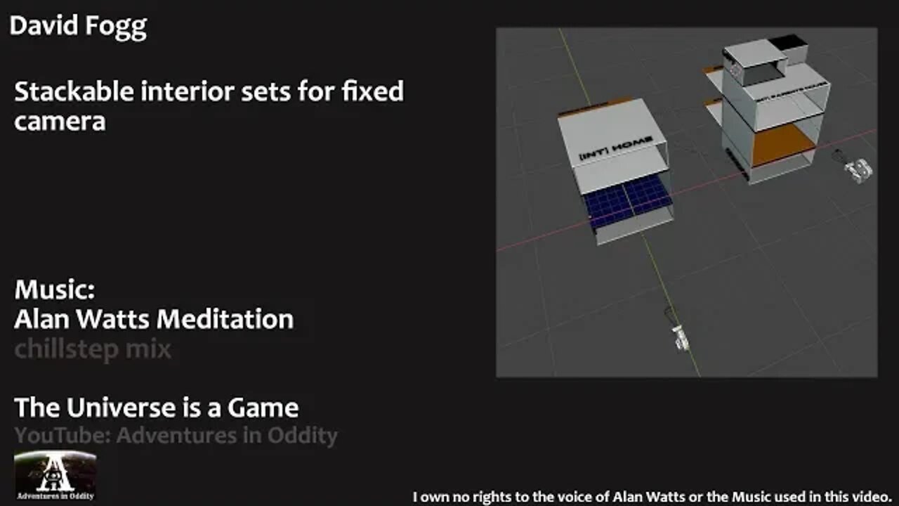 Stackable interior film sets [Alan Watts chillstep] [blender 2.9]