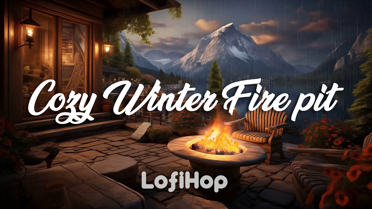 Cozy Winter Fire pit 🌧️ Winter 2024 🌧️ Rainy Lofi With Rain Sounds To Make You Feel Safe & Peaceful