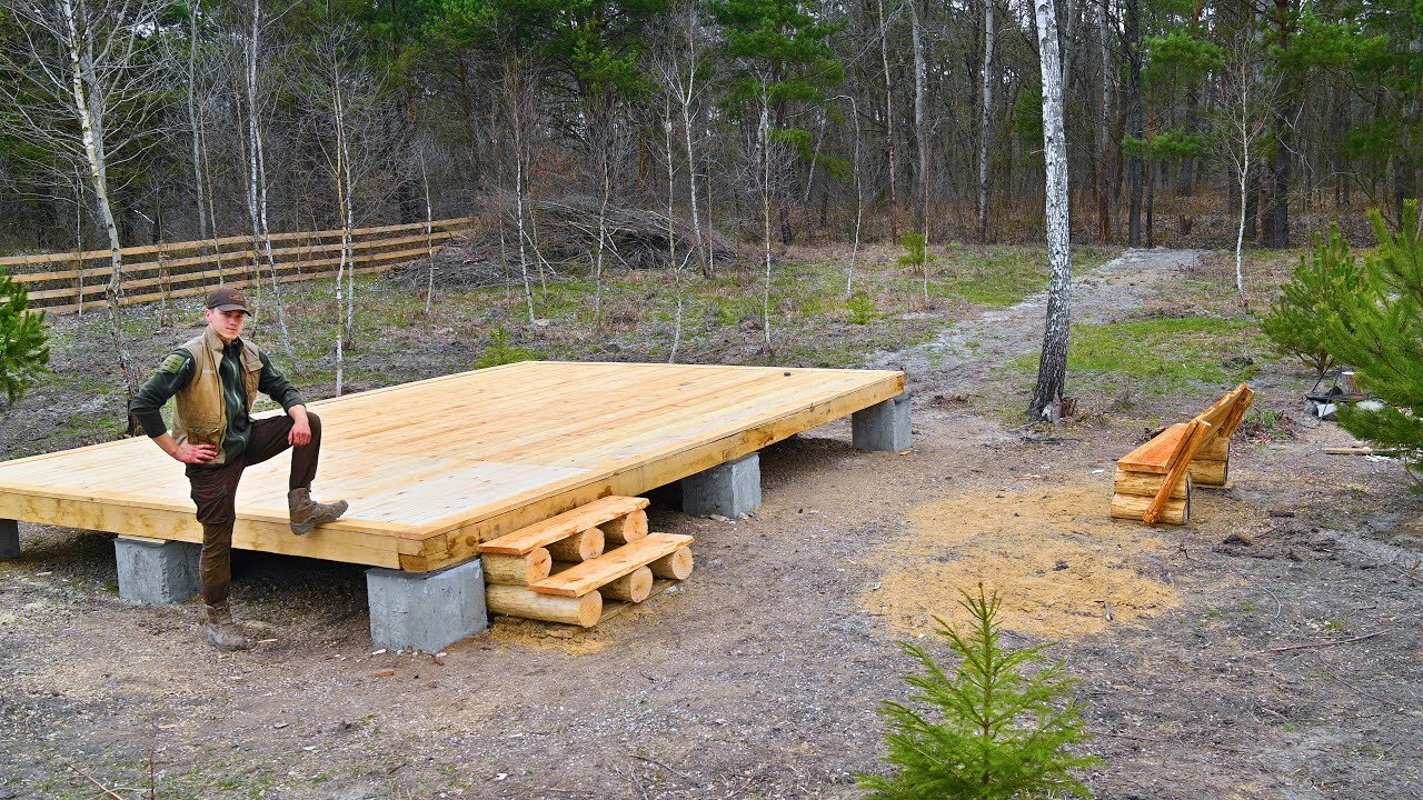 Installing a Wood Floor With Insulation for my Little Homestead in the Woods | Plumbing for a Sauna