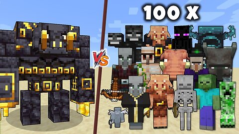 GILDED BRUTE GOLEM vs All Mobs in Minecraft x100 - Gilded Brute Golem vs All Mobs army