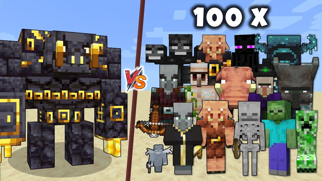 GILDED BRUTE GOLEM vs All Mobs in Minecraft x100 - Gilded Brute Golem vs All Mobs army