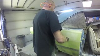 1967 Dodge Dart passenger quarter stage 1 sanding, and air sander failure