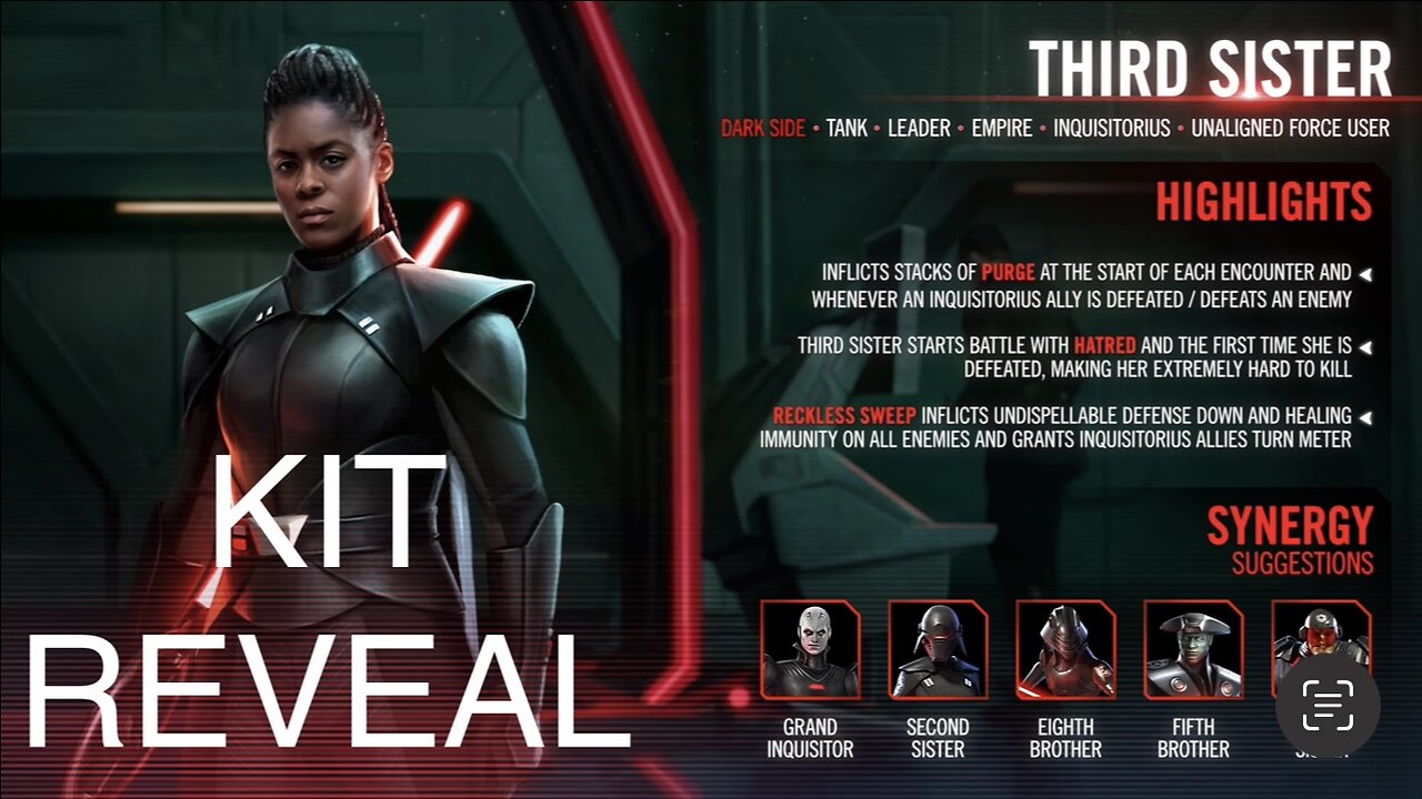 *NEW* Character Inbound: Third Sister (Reva) | Kit Reveal | Star Wars Galaxy of Heroes