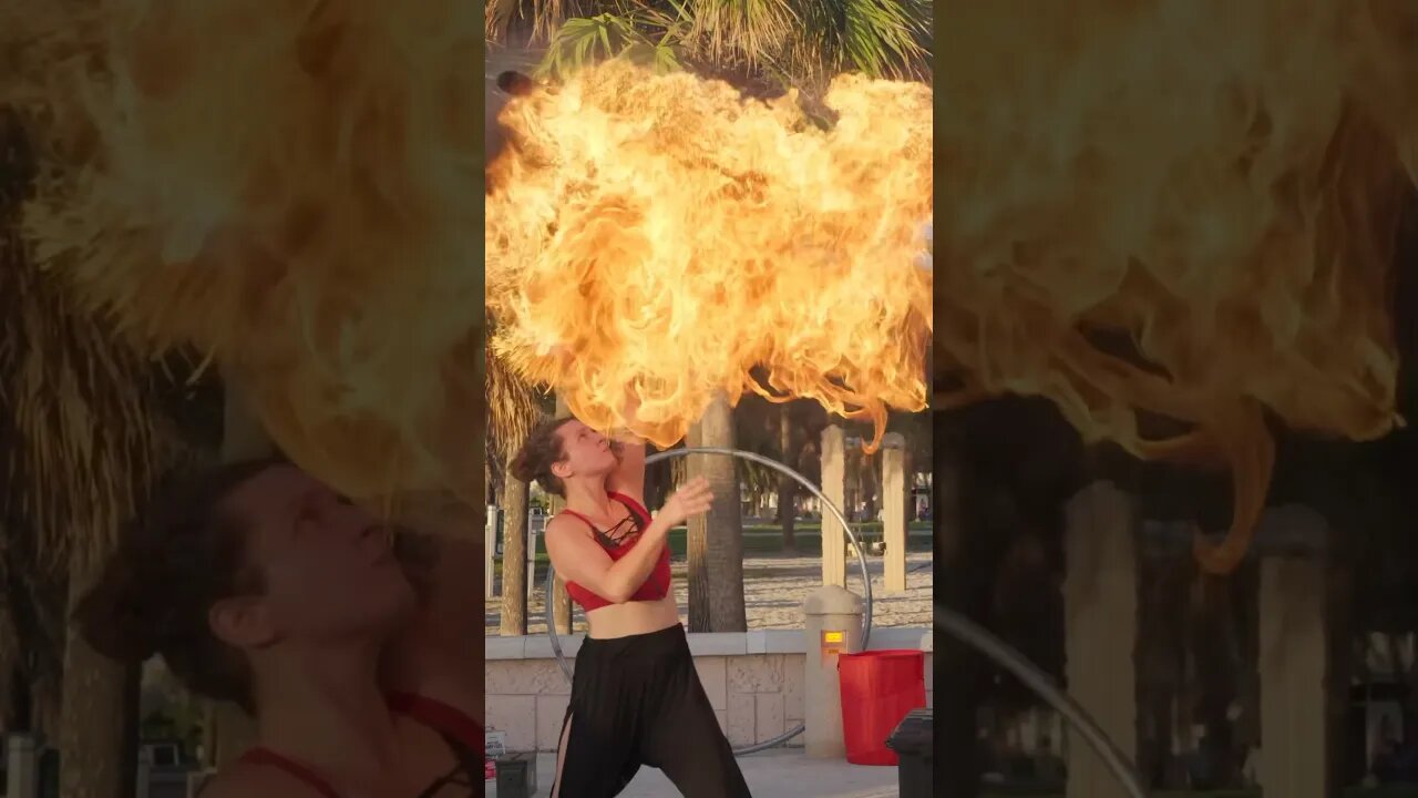 Fire dancer in clearwater beach florida #sunset #firedancing #slowmotion