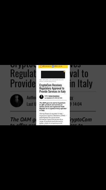CryptoCom Receives Regulatory Approval to Provide Services in Italy #cryptomash #cryptonews