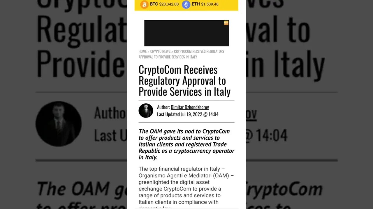 CryptoCom Receives Regulatory Approval to Provide Services in Italy #cryptomash #cryptonews