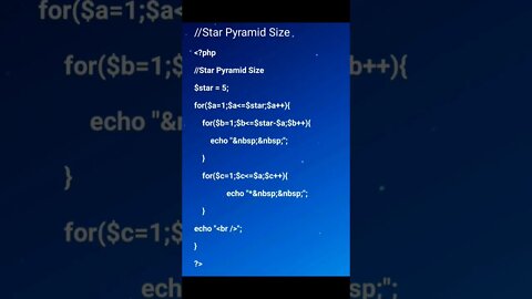 Star pyramid pattern php code #shorts #php #code #programming