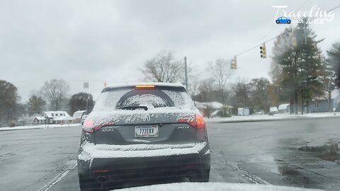 Snowfall Morning Drive | Tranquil Winter Scenes for Relaxation