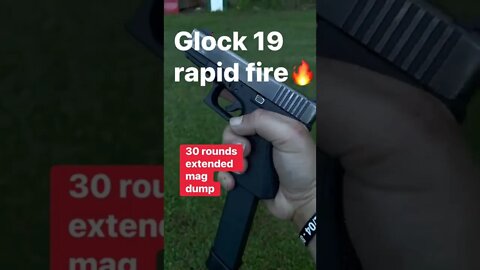 Glock 19 Rapid Fire 🔥 With an Extended Mag and 30 Round Magazine Dump #shorts CC