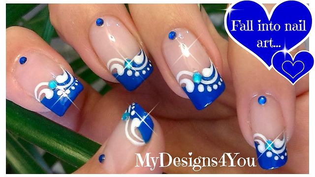 Blue French tip nail art design