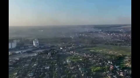 Bird's eye view of Volchansk in the Kharkov region after Intense fighting