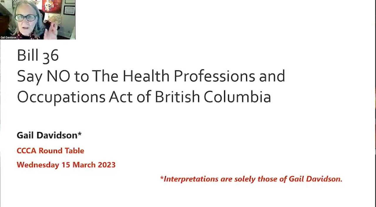 THE HEALTH PROFESSIONS AND OCCUPATIONS ACT (Bill C36)