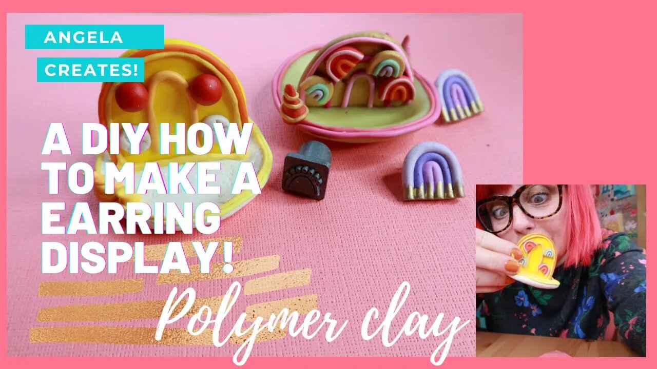 A POLYMER CLAY DIY RAINBOW EARRING DISPLAY TUTORIAL/a simple how to with polymer clay jewelry