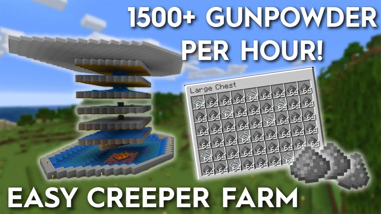 Minecraft Creeper Farm - Easy 1500+ Gunpowder Per Hour | Minecraft GunPowder Farm 1.19 |