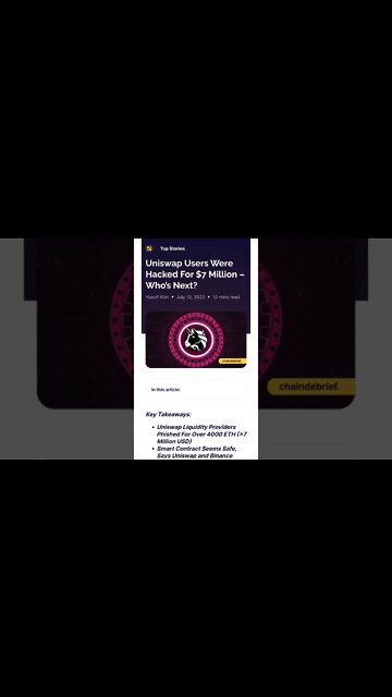Uniswap Users Were Hacked For $7 Million #cryptomash #cryptomashnews #cryptonews