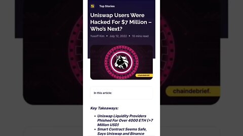 Uniswap Users Were Hacked For $7 Million #cryptomash #cryptomashnews #cryptonews