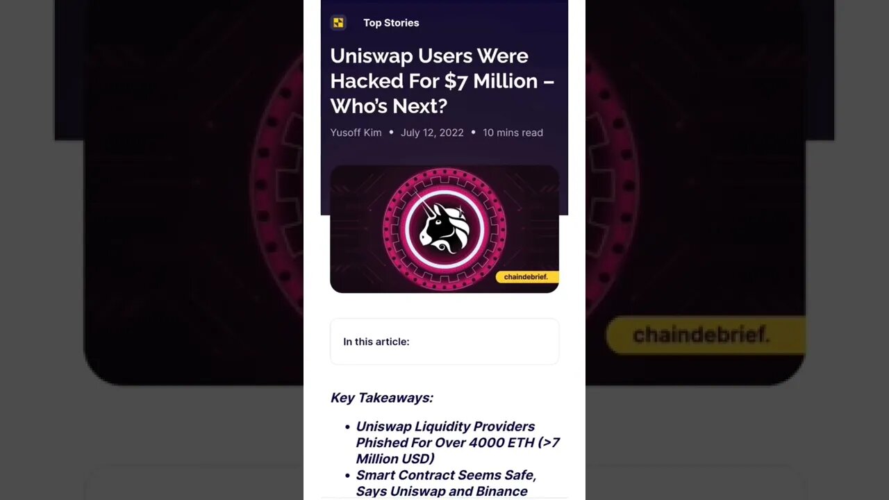 Uniswap Users Were Hacked For $7 Million #cryptomash #cryptomashnews #cryptonews