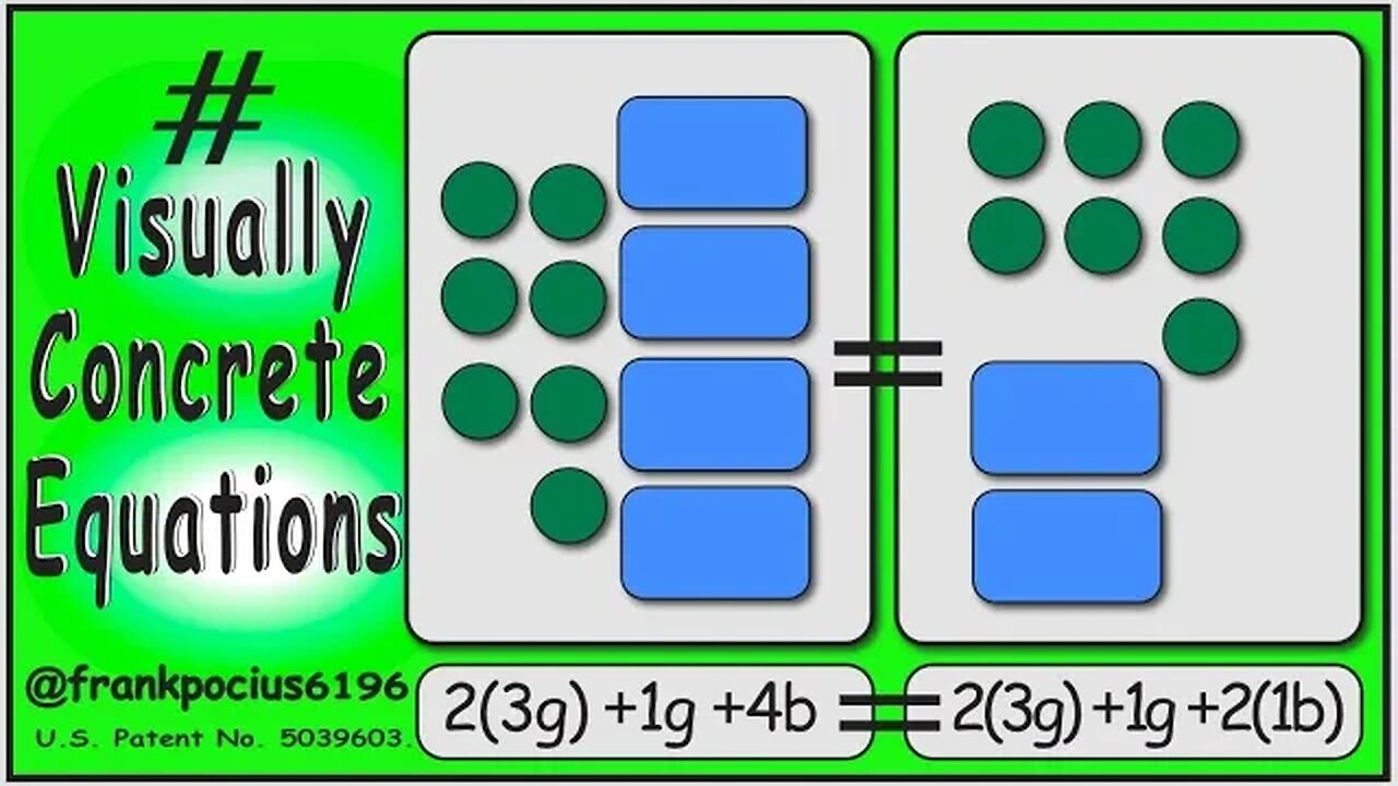 VISUAL EQUATION _ 7g +4b = 7g +2b _ SOLVING BASIC EQUATIONS _ SOLVING BASIC WORD PROBLEMS