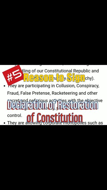 Reason #5 of 35 Reason to Sign the Declaration of Restoration