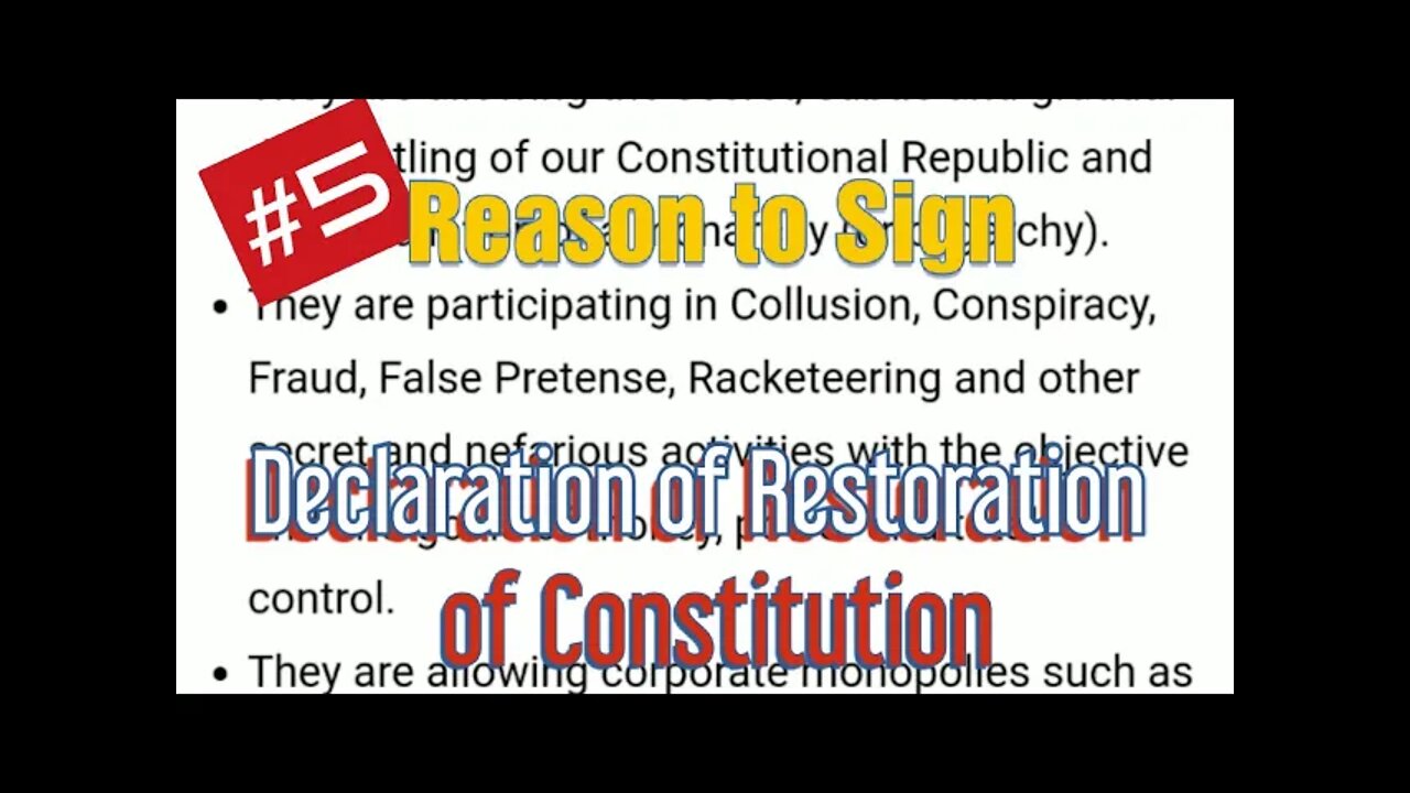 Reason #5 of 35 Reason to Sign the Declaration of Restoration