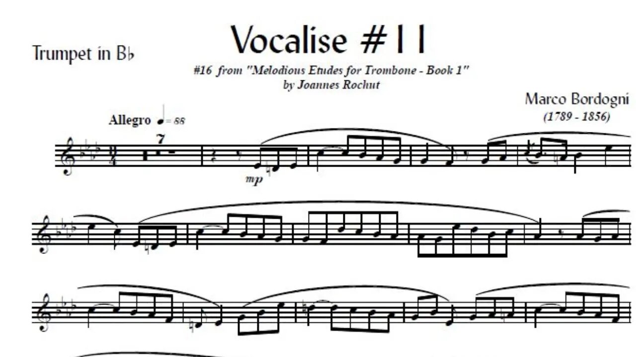 🎺🎺 [TRUMPET VOCALISE ETUDE] Marcos Bordogni Vocalise for Trumpet #11 (Demo Solo and play-along)