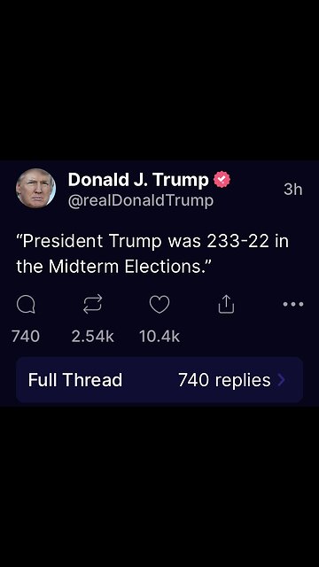 Trump 233 to 22 in midterm elections! Good job!