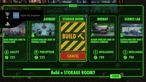 Vault-Tec Engineer (SILVER) Build 50 rooms #PlayStationTrophy Fallout Shelter